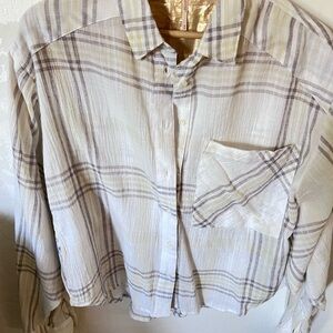 Free People Paradise Garden Plaid Button-Up Shirt